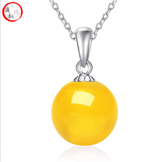 Gift nanzhu family drops of water form beads, amber beeswax 925 silver pendant, simple and beautiful for your girlfriend, 11.0-12.0mm beeswax round beads