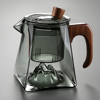 Liexuan guanshan glass teapot tea water separation high temperature resistant household glass liner filter teapot office tea set wooden handle guanshan tea cup ash