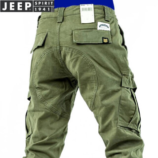 Jeep/light luxury 2025 military style trendy brand loose straight overalls men's workwear casual stretch casual pants yh9959 military green 2xl