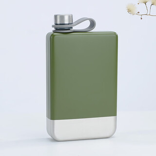 Gray whale (huijing) 304 stainless steel wine bottle portable thickened leak-proof small wine bottle household liquor bottle outdoor portable iron wine set 250ml green 250ml + funnel