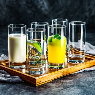 Ocean thailand imported glass water cup milk juice cup tea cup beverage cup 290ml six pieces with bamboo tray set
