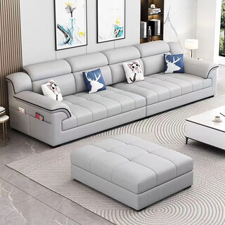 2025 new cotton and linen fabric sofa living room simple modern large and small apartment three-seat straight row cat claw leather sofa soft and comfortable cotton and linen sponge style 2.1m small apartment three-seat straight row