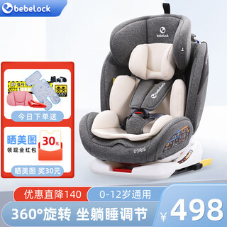 Bebelock child safety seat for car with 360 degree rotation for 0-4-12 year old baby car reclining isofix seat space gray-isofix model