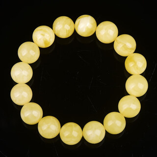 Xuanxia natural ore round bead beeswax bracelet with certificate for men and women chicken oil yellow and white nectar bracelet birthday gift natural beeswax 10 mm bracelet