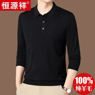 Hengyuanxiang 100% pure worsted superfine wool sweater men's thin woolen sweater 25 new spring and autumn t-shirt bottoming sweater for men black pure new 100 l 170 suitable for weight 120-135jin jin is equal to 0.5 kg