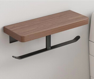 Tuyue paper towel holder bathroom black walnut toilet roll holder creative solid wood bathroom toilet paper no-punch storage rack no-punch black walnut flat double-ended paper towel