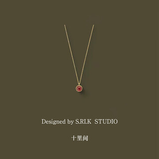 Caizhi shilijian literary fresh garnet necklace adjustable clavicle chain 925 silver + garnet length about 40+5cm