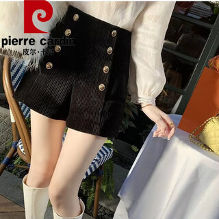 Pierre cardin (pierre cardin) autumn and winter shorts for women new style velvet chenille style zipper high waist a-line wide leg pants versatile outer wear boot pants black with inner lining l recommended weight 105-118 jin jin equals 0.5 kg
