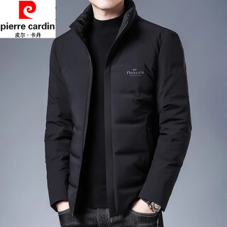 Pierre cardin down jacket men's winter new short style casual dad wear for young and middle-aged people, light and thickened, cold-proof and warm, versatile jacket, black 2xl (recommended 140-150jin jin equals 0.5kg)