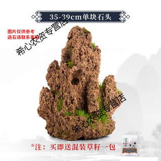Shangshui stone water-absorbing stone rockery bonsai original stone shangshui stone micro-landscape landscaping strange stone ornamental stone matching decoration 35-39cm water-absorbing stone does not include pot and comes with grass seeds and stones