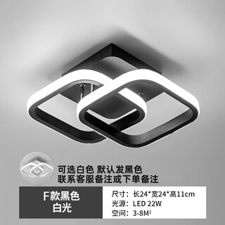 微伙北欧简约过道吸顶灯网红现代led走廊入户玄关衣帽间楼梯阳台灯具 F款-单色白光