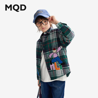 Maqidun (mqd) mqd children's clothing boys' quilted plaid shirt winter clothing children's thickened warm plaid shirt jacket green plaid 110
