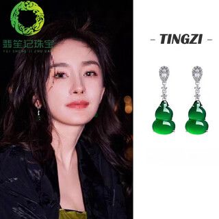 Fei sheng ji fat donglai quality jade earrings earrings green agate 2024 new new chinese style emerald long earrings