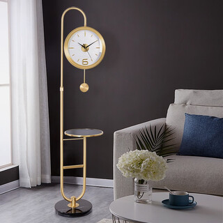 Hense light luxury brass floor clock living room quartz table clock high-end fashion simple clock modern standing clock hg7004 brass frame