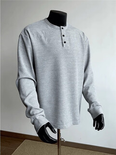 Dan qiaoli autumn and winter new henry collar bottoming sweatshirt men's long-sleeved t-shirt loose inner casual top cs-18 gray m m