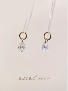 Caizhi cultured diamond water drop diamond 18k gold earring pendant same style 30 points 20 points necklace 30 points/single earring pendant/earrings not included