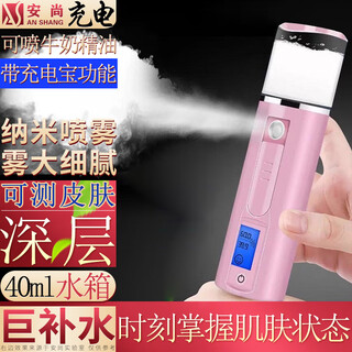 Anshang nano spray Перезаряжаемый прибор для гидратации Увлажняющий отпариватель для лица и глаз Подогреваемый косметический инструмент Увлажнитель Измеримая функция кожи Ручной перезаряжаемый отпариватель для лица Водяной свет Инструмент для инъекции кислорода Перезаряжаемый 40 мл Нано-гидратация Функция power bank Интеллектуальный порошок для измерения кожи