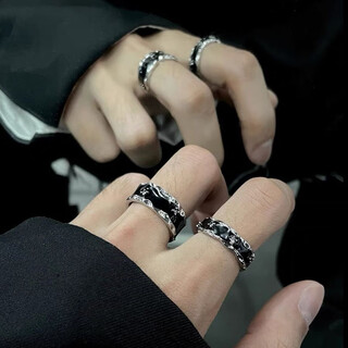 Yezhu star's same style dark ring men's trendy hip-hop simple versatile open ring men's and women's high-end index finger ring dark ring-fine version n046