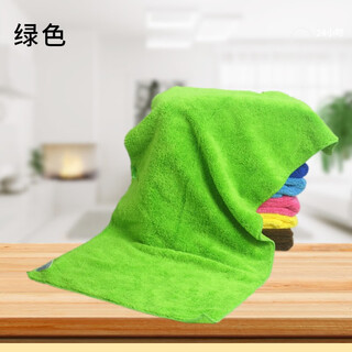 Yiran thickened microfiber rag absorbs water and does not shed easily, wipes car floors, furniture, and glass, hotel cleaning towels, 5 thick green 30*70cm