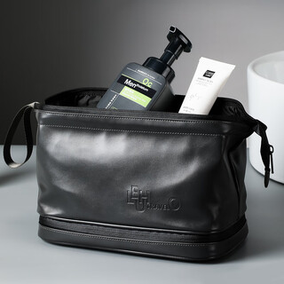 Lohas travel toilet bag men's business travel cosmetics storage men's portable dry and wet separation business travel high-end leather toiletries bag