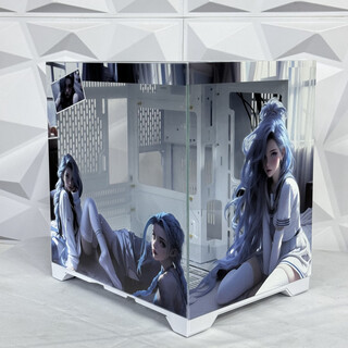 Wanjia gu yongzhe standard edition 360 computer case 360 water-cooled sea view room pure white long graphics card side transparent dustproof gu yongzhe standard edition jinx 06 single case (can only be used with matx or itx motherboards)