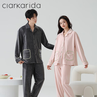 Clarkarida island velvet couple pajamas women's home thickened warm home clothing set men's autumn and winter women's xl