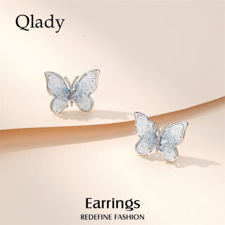 Qlady crystal butterfly temperament earrings women's sterling silver earrings new 2025 high-end silver earrings unique earrings