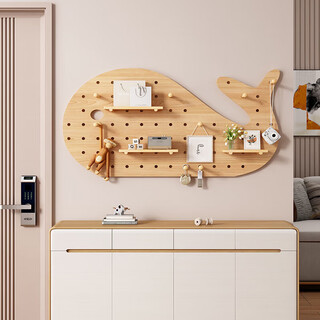Julihui hole board storage rack punched storage entrance wall decorative rack wall cute shape wall wooden hanging board whale complete set of combination green 60x120cm