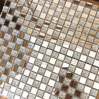 vieruodis水晶玻璃马赛克瓷钻镜面背景墙卫生间水池墙砖自粘鱼池游泳池拼图 1.5厘米银镜银钻 30×30