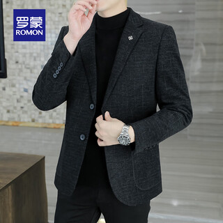 Luo meng men's small suit jacket casual business single suit jacket dad formal wear new large size woolen suit men 6001-1 color xl 180 (145 jin jin is equal to about 0.5 kg)