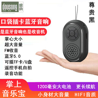 多响 DOUSONG超小无线蓝牙插卡音响 跟屁虫迷你小音箱 户外大音量迷你低音炮 跑步运动便携MP3随身听音乐播放器 尊贵黑标配【蓝牙、插卡、u盘、可收音】