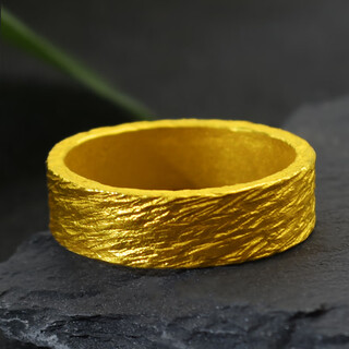 Craftsman gold ring for men and women pure gold 999 solid closed mouth hand-engraved pair of rings ancient method plain circle large tail ring gift no. 20 gold weight 13g