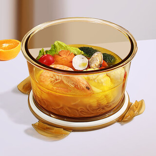 Demas heat-resistant glass crisper microwave lunch box office worker lunch box amber-tall round 1400ml