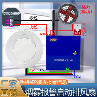 Renjuyi warehouse smoke and temperature alarm linkage 220v strong electric exhaust fan gas smoke detection linkage app fire inspection 920 smoke detector + nb linkage + electricity