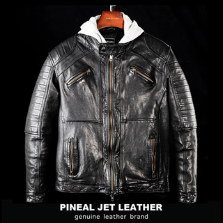 Men's sheepskin japanese retro cotton distressed stand-up collar retro distressed leather jacket sheepskin becks knitted hat black 2xl 2xl (190jin jin is equal to less than 0.5 kg)