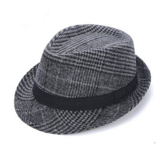 Xianxiu new style british woolen hat men's top hat rolled edge outdoor hat jazz hat striped gentleman hat black m (56-58cm)