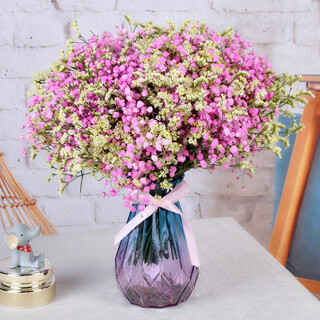 Aiman gypsophila natural dried flower bouquet ins internet celebrity birthday new house decorative ornaments air-dried real flower arrangement home furnishings pink gypsophila + citrine without vase