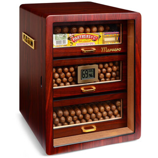 Double humidor cigar humidor cedar wood box large capacity cigar cabinet cigar set walnut color three-layer model