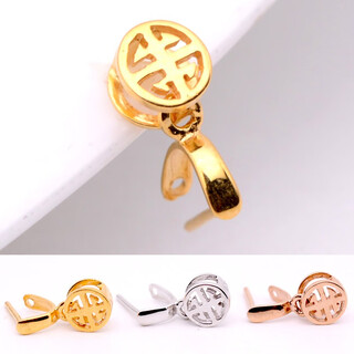 Yuan ethnic group 18k gold buckle head cow nostril pendant buckle platinum color gold thickened jade buckle melon seed buckle emerald diamond jade pendant buckle please note the color - no note the default is k yellow