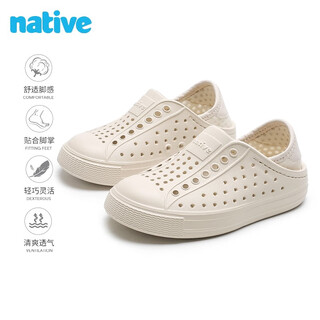 Native children's clogs jeffery series outdoor beach sandals ultra-light breathable outdoor shoes off-white | off-white 30