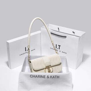 Charine&kath women's peach pink french armpit bag women's niche versatile high-end summer chain crossbody shoulder bag off-white counter gift box