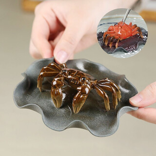 Wanhuyuan purple sand tea pet ornaments tea play color changing crab tea set accessories can raise kung fu tea set handmade purple sand creative hairy crab tea tray tea table decorations tea ceremony tea tasting utensils color changing crab
