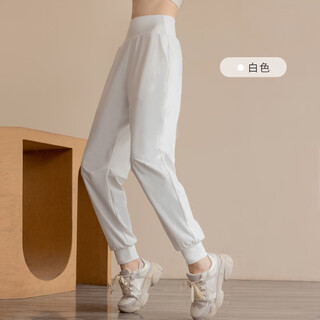 Yuebu sports running pants high waist pocket leg corset fitness pilates training naked skin friendly loose yoga pants women white naked skin friendly high waist leg corset l recommended 115-130 jin jin equals 0.5 kg