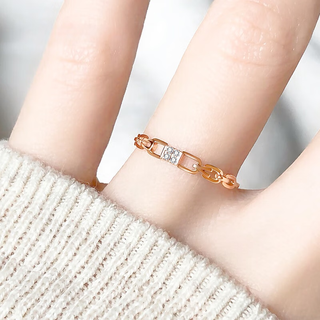 Zhongyi color gold diamond ring 18k rose gold ring interlocking ring au750 ring personalized versatile women's 18k rose gold diamond ring no. 10
