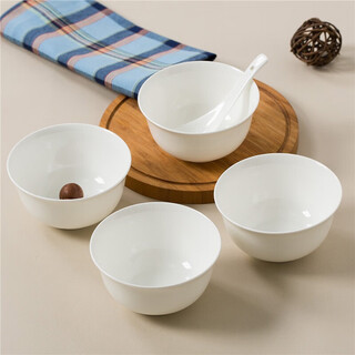 Sky top rice bowl bone china small soup bowl pure white ceramic home hotel tableware set 4.5-inch golden bell bowl 10 pieces