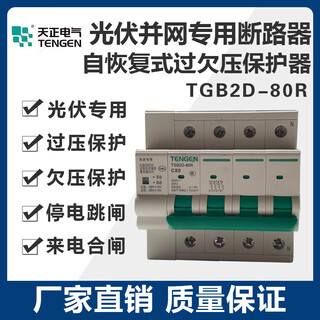 天正电气TGB2D80R光伏专用并网断路器自复式过欠压保护器自动重合闸4p 125A
