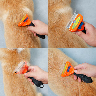 No pet dog comb to remove floating hair artifact, corgi dog special hair removal comb, brush cleaner, scraper supplies, hair removal comb yellow (upgraded model)