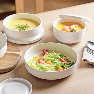 Modern housewife ceramic steamed egg bowl with lid, household egg custard and bird's nest cup, water-proof stew pot, soup cup, pure white stew pot, 5-inch water-proof stew bowl