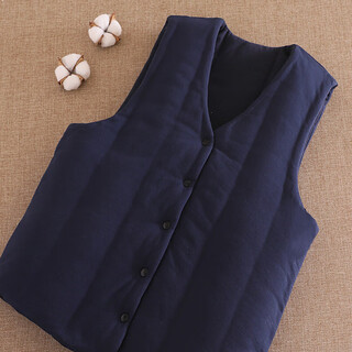 Muqi pure cotton warm vest for middle-aged and elderly fathers, thickened inside and outside, inner liner, grandfather vest, navy blue 2xl recommended height 163-175
