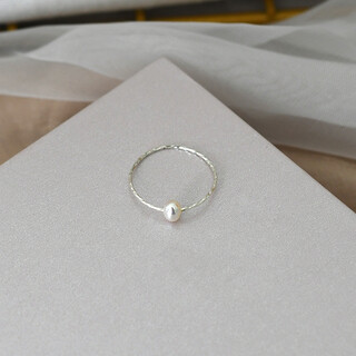 Duyin freshwater pearl 925 silver ring ring stacking simple fashion style girlfriend gift car flower silver thread style no. 13/finger circumference 53-54mm